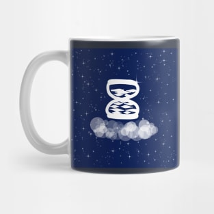 Hourglass, time, minutes, counting, technology, light, universe, cosmos, galaxy, shine, concept Mug